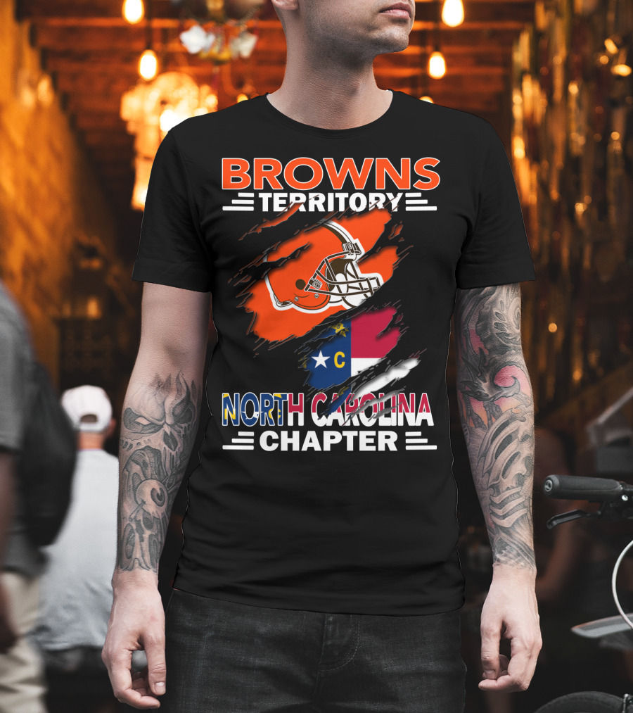 Browns Territory North Carolina Chapter Helmet And Flag T-Shirt