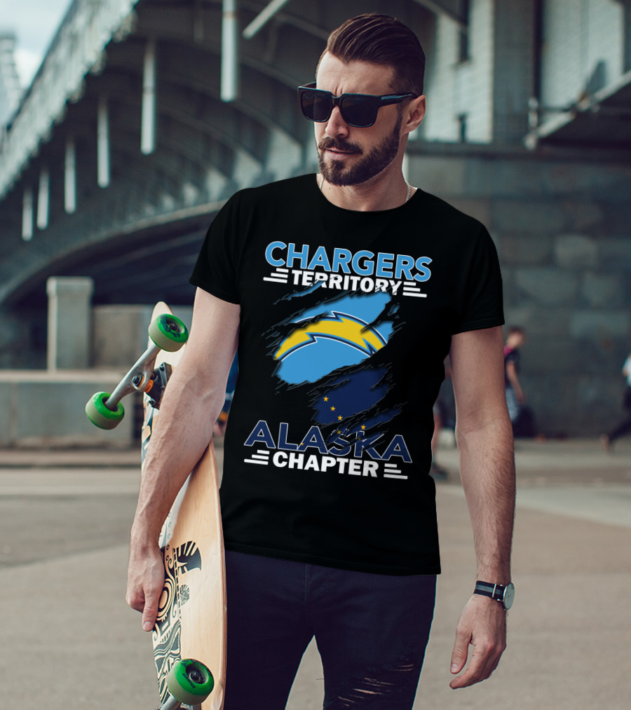 Chargers Territory Alaska Chapter Ripped Lightning Bolt And Stars T-Shirt