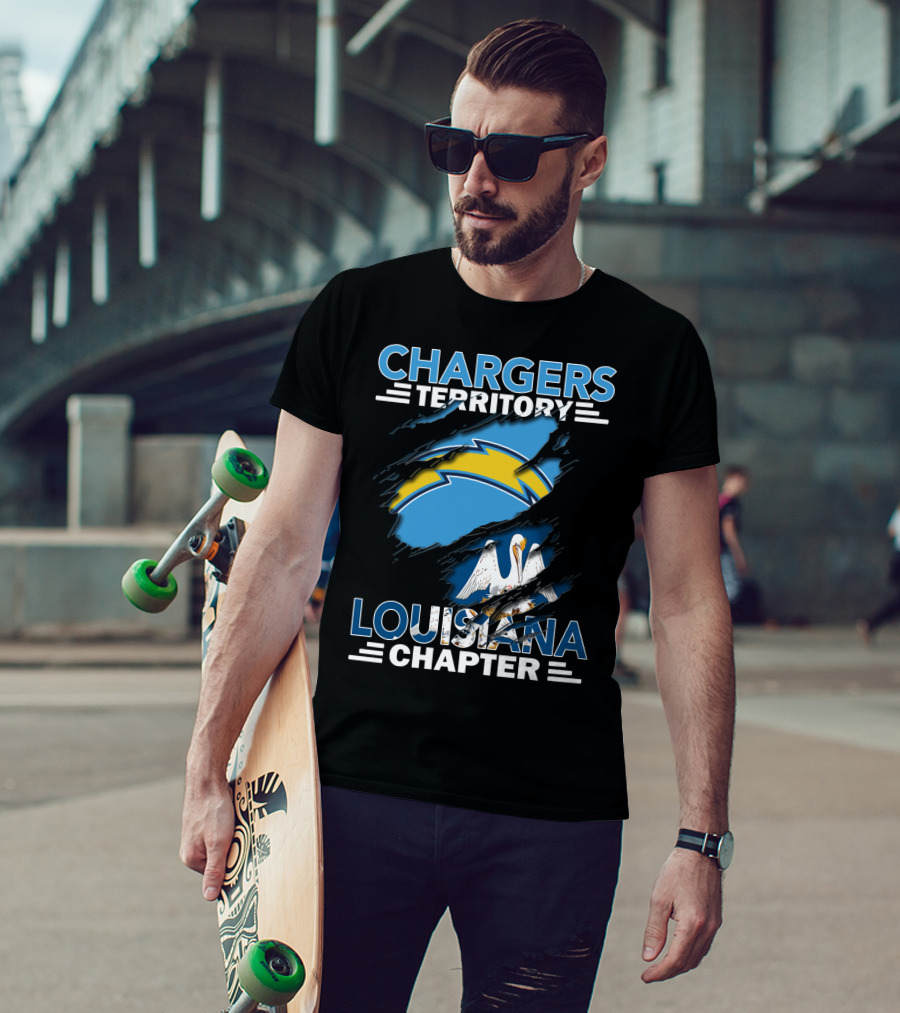 Chargers Territory Louisiana Chapter Pelican And Lightning Bolt T-Shirt
