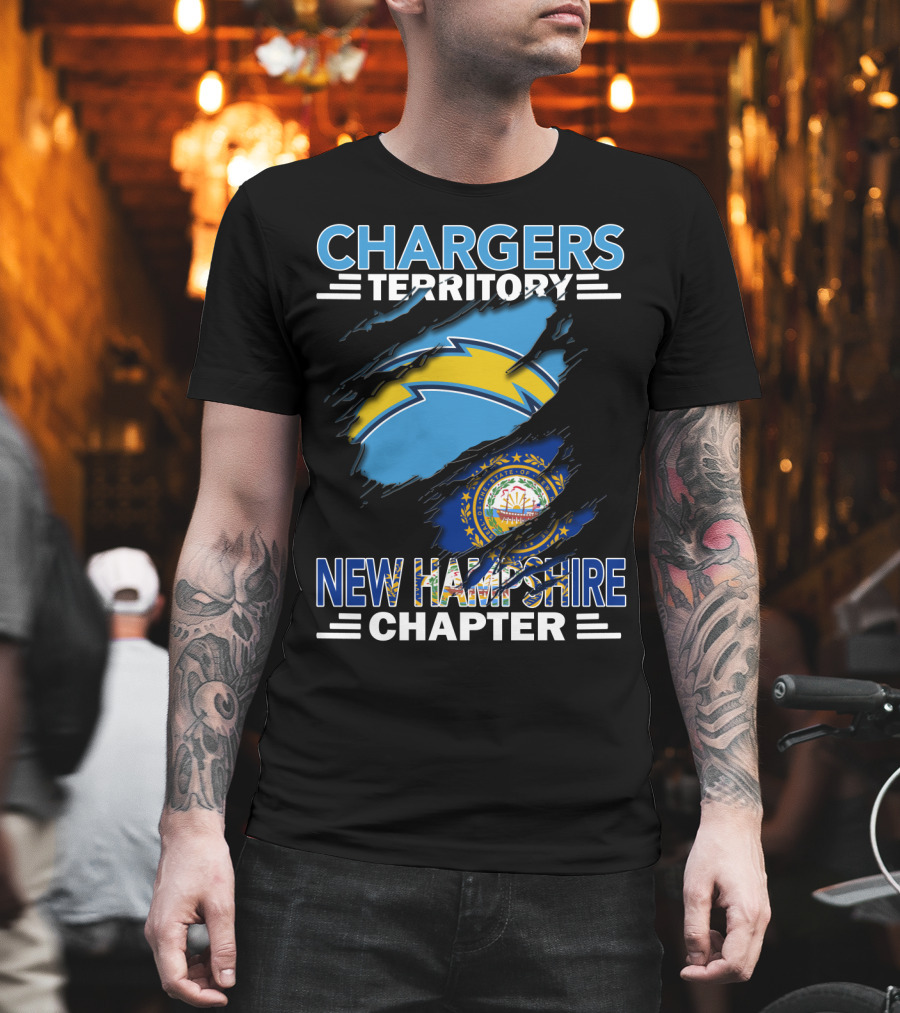 Chargers Territory New Hampshire Chapter State Flag And Lightning Bolt T-Shirt