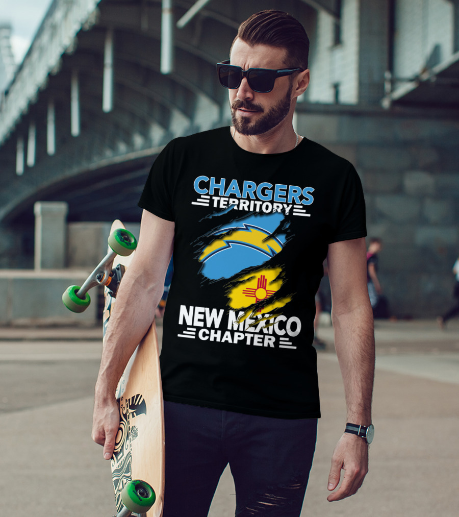 Chargers Territory New Mexico Chapter Torn Flags Zia Symbol Bolt T-Shirt