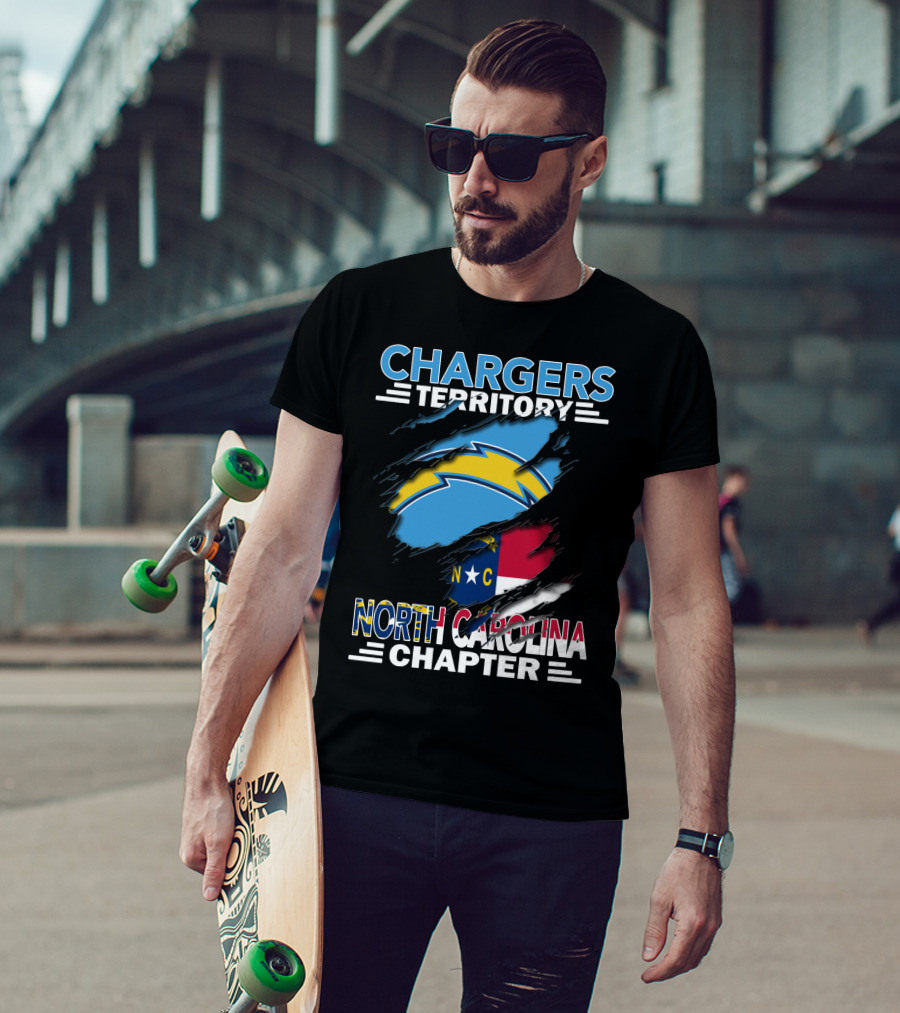 Chargers Territory North Carolina Chapter Logo With State Flag And Team T-Shirt