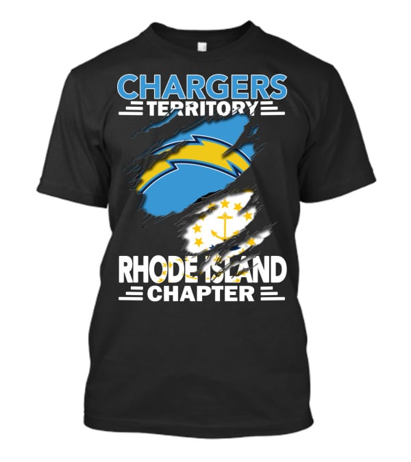 Chargers Territory Rhode Island Chapter Logo With Split Design Featuring Iconic Symbols T-Shirt