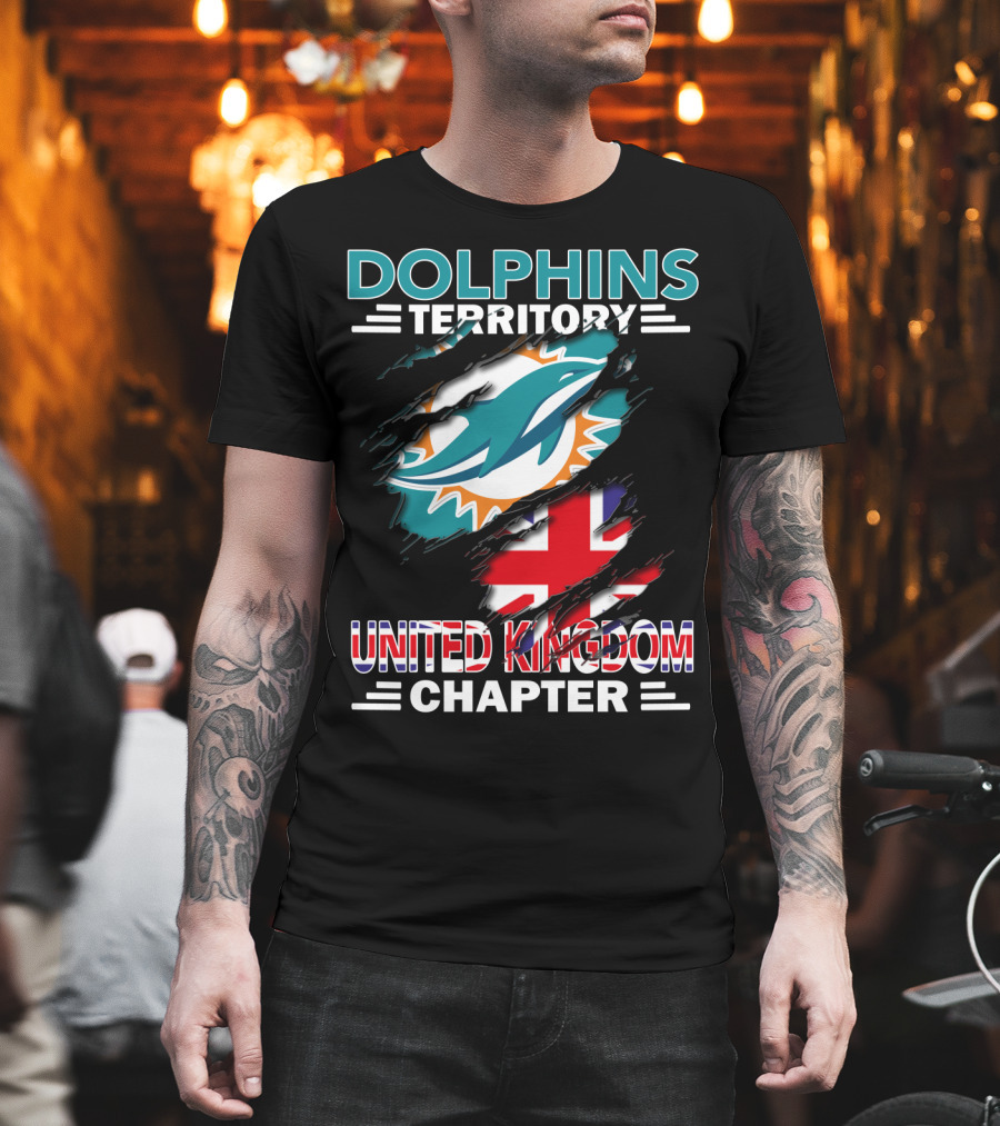 Dolphins Territory United Kingdom Chapter Miami Dolphins Union Jack T-Shirt