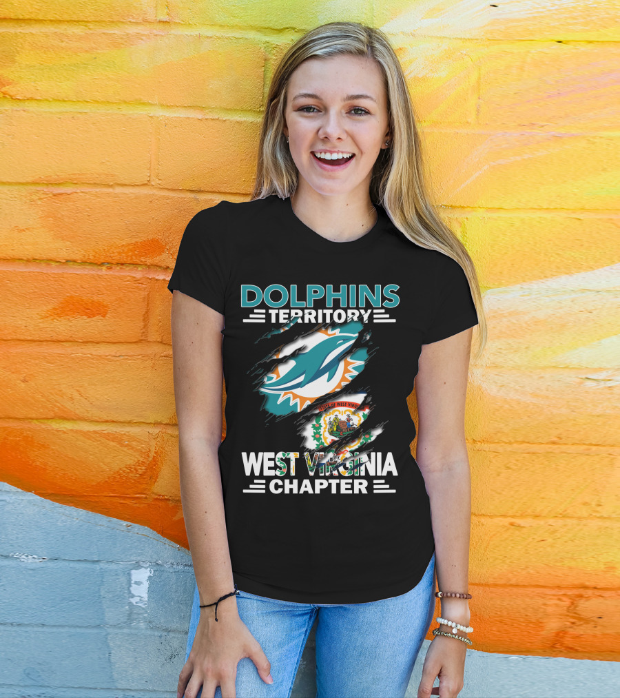 Dolphins Territory Miami Dolphins West Virginia Chapter State Of West Virginia T-Shirt