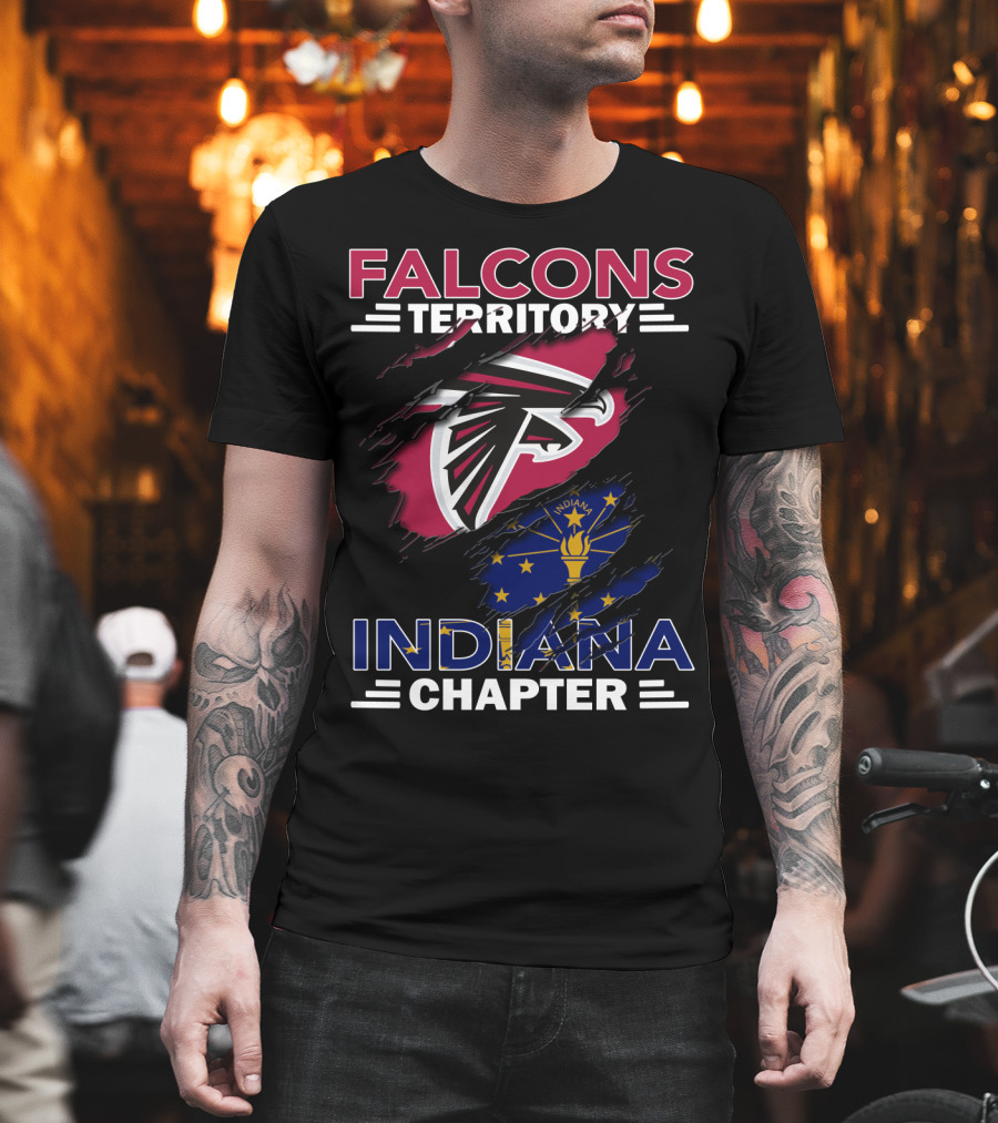 Falcons Territory Indiana Chapter With Atlanta Falcons Logo And Indiana State Flag T-Shirt