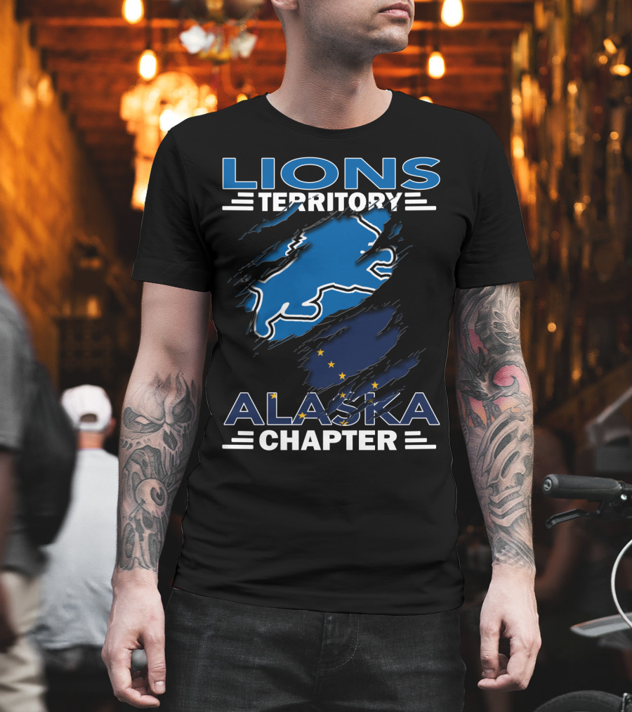 Lions Territory Alaska Chapter Blue Lion And Flag T-Shirt
