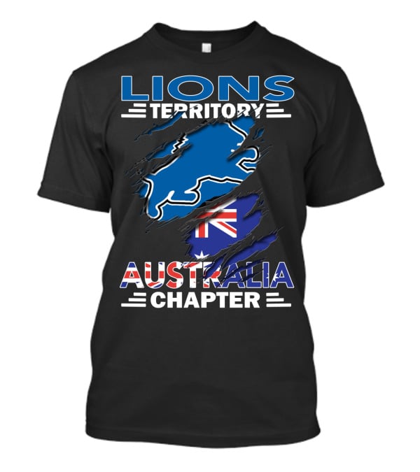 Lions Territory Australia Chapter Blue Lion And Flag T-Shirt
