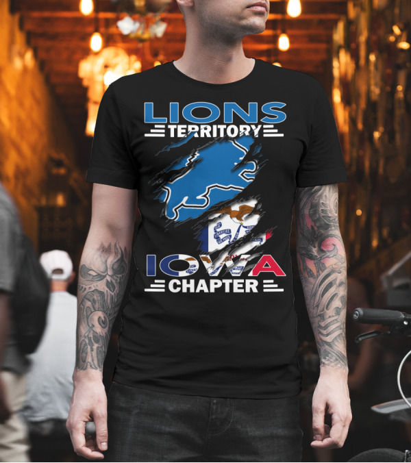 Lions Territory Iowa Chapter Ripped Flag T-Shirt Lions Territory Iowa Chapter Ripped Flag T-Shirt