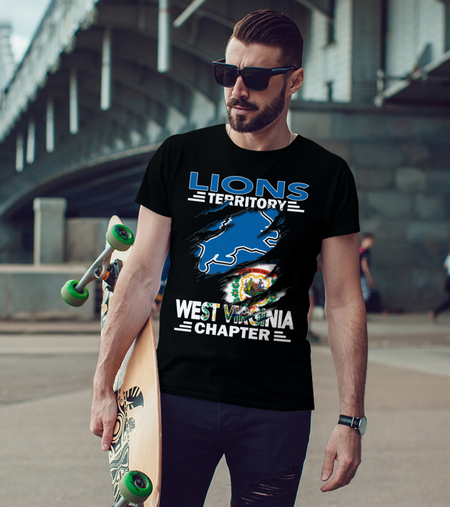 Lions Territory West Virginia Chapter State Emblem Ripped T-Shirt