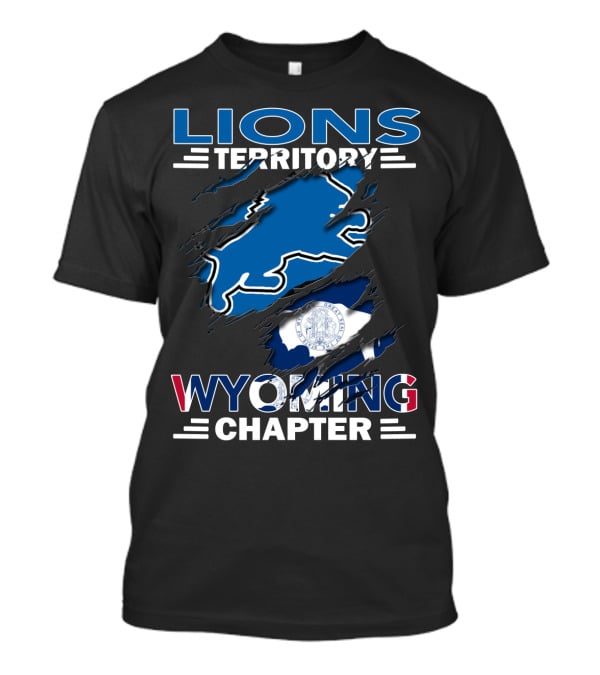 Lions Territory Wyoming Chapter Blue Bison And State Flag T-Shirt