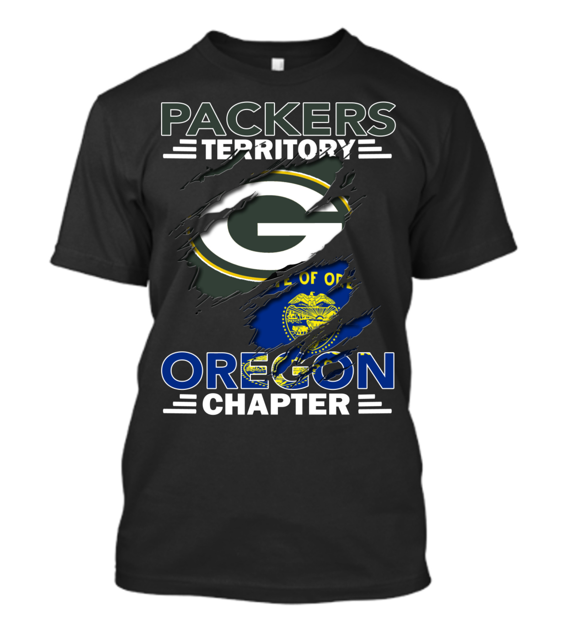 Packers Territory Green Bay Logo Oregon Chapter State Flag T-Shirt