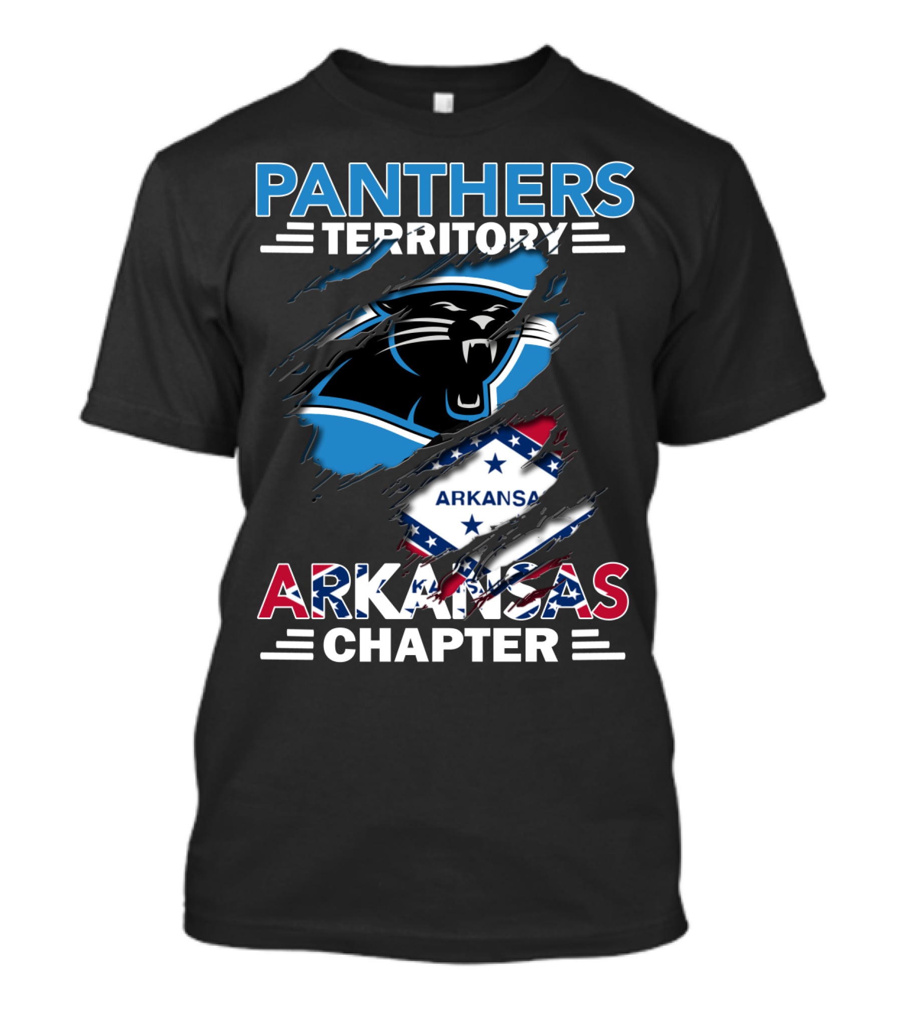 Panthers Territory Arkansas Chapter Logo With Panther And Arkansas Flag Elements T-Shirt