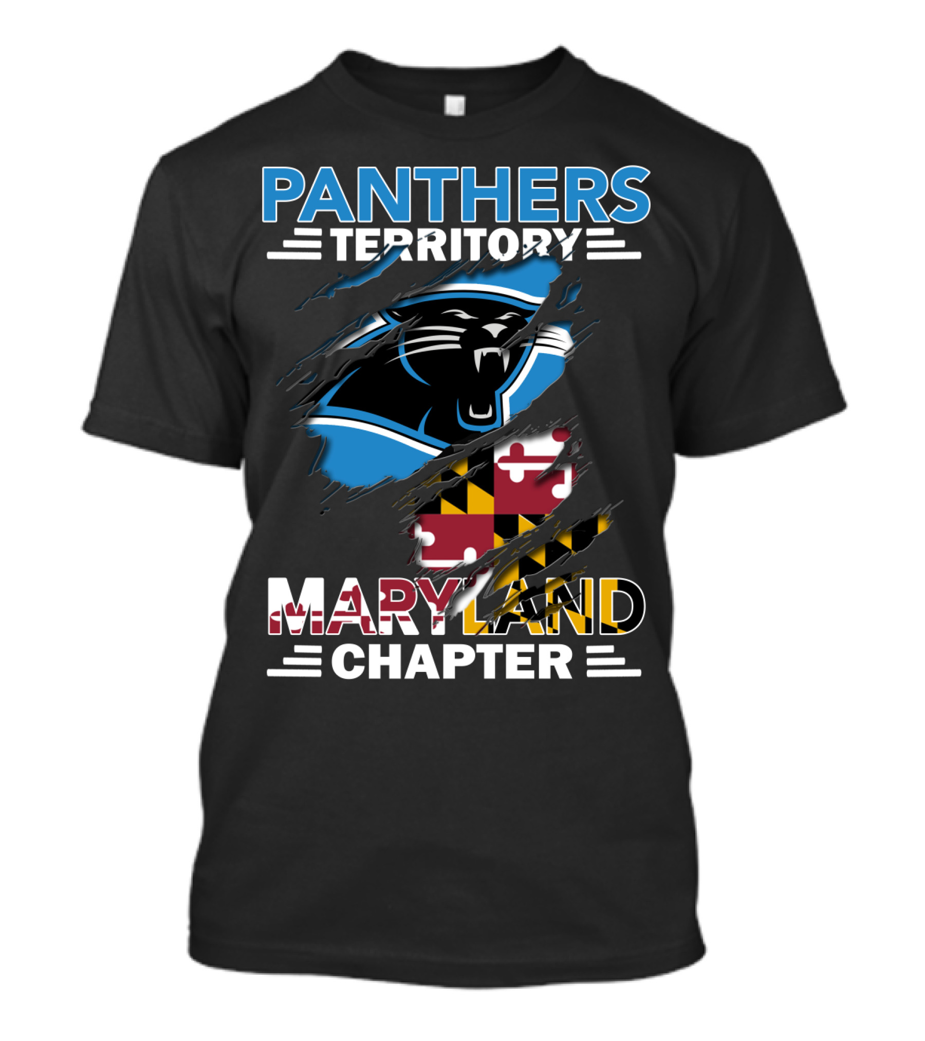 Panthers Territory Maryland Chapter Burst With Flag And Panther T-Shirt
