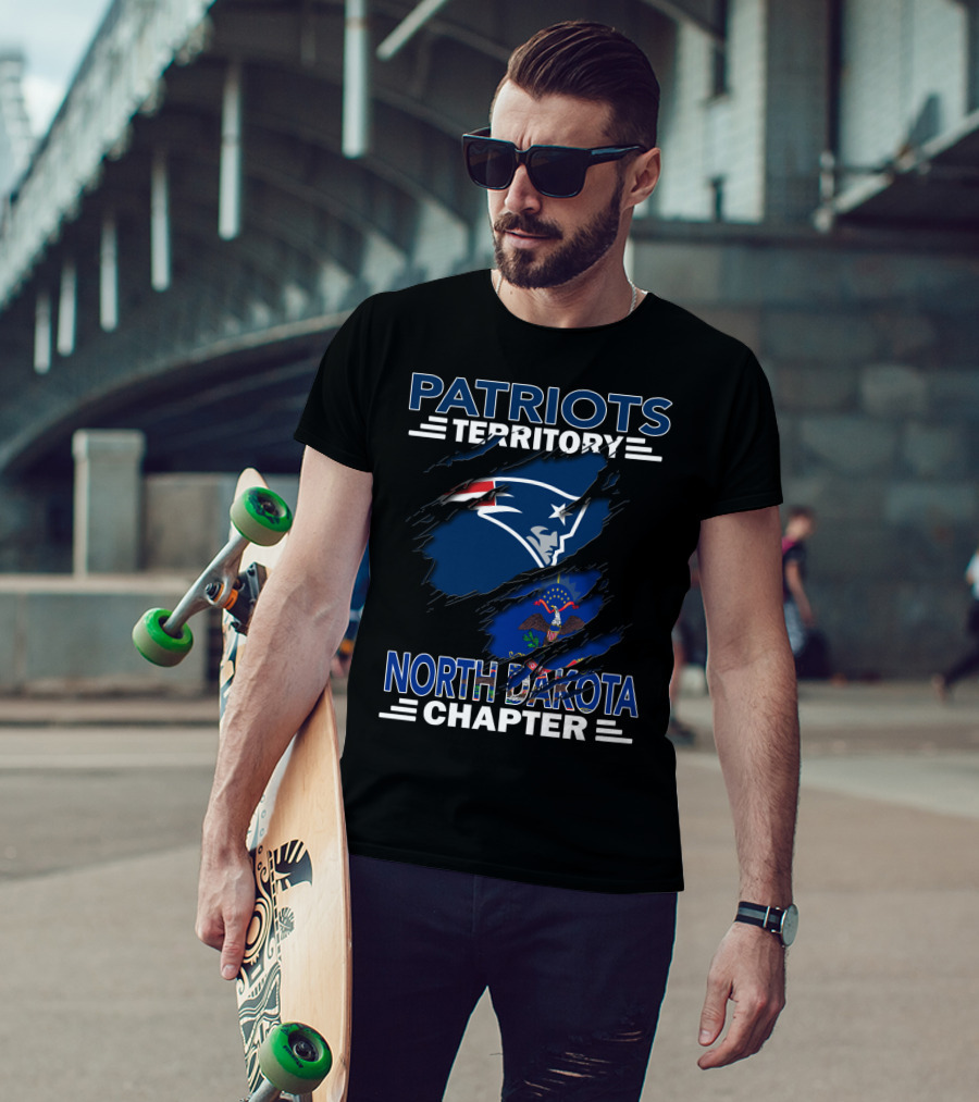 Patriots Territory North Dakota Chapter With Team Logo And State Flag T-Shirt