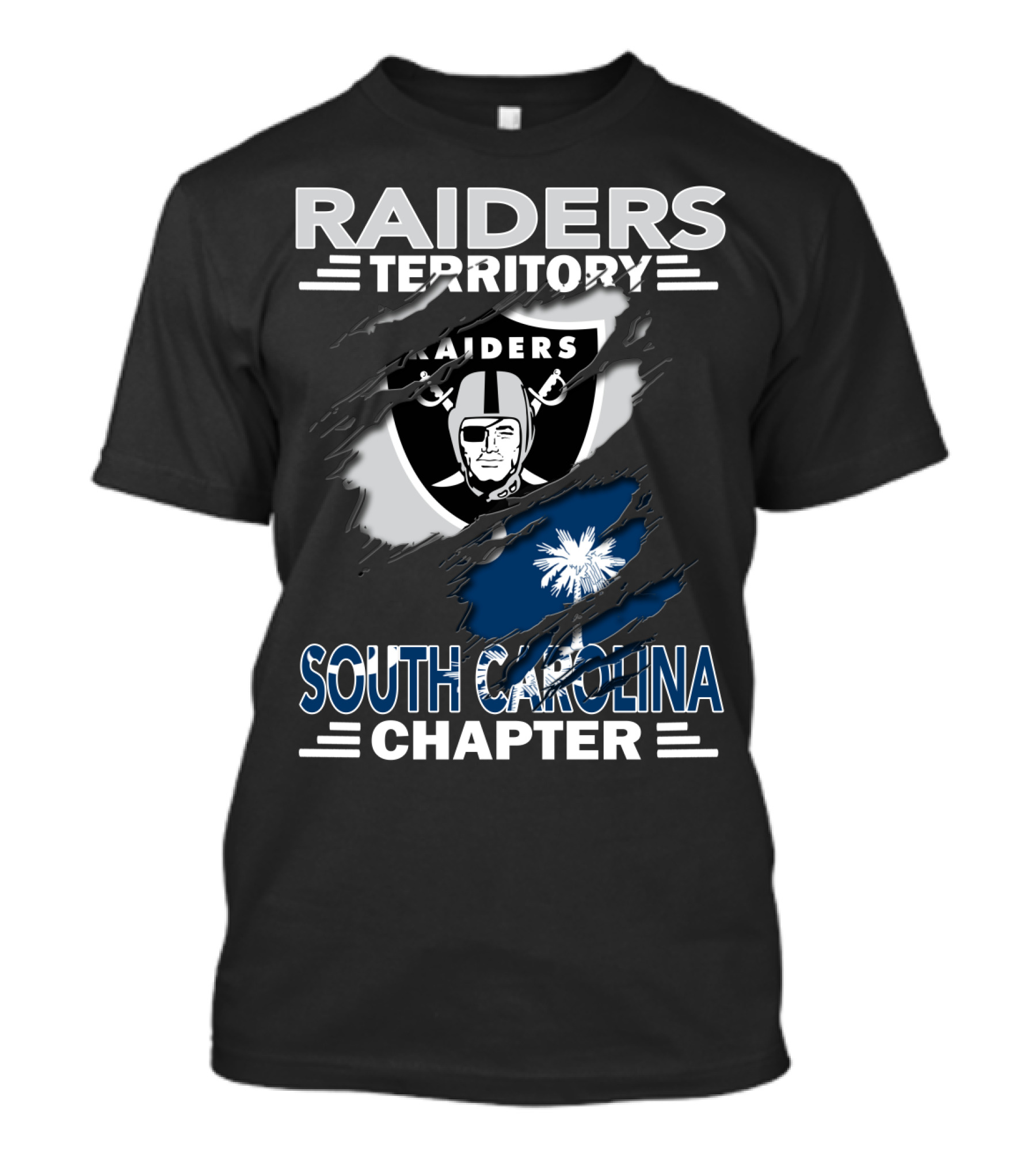Raiders Territory South Carolina Chapter Raiders Logo Palmetto Tree And Crescent Motif T-Shirt