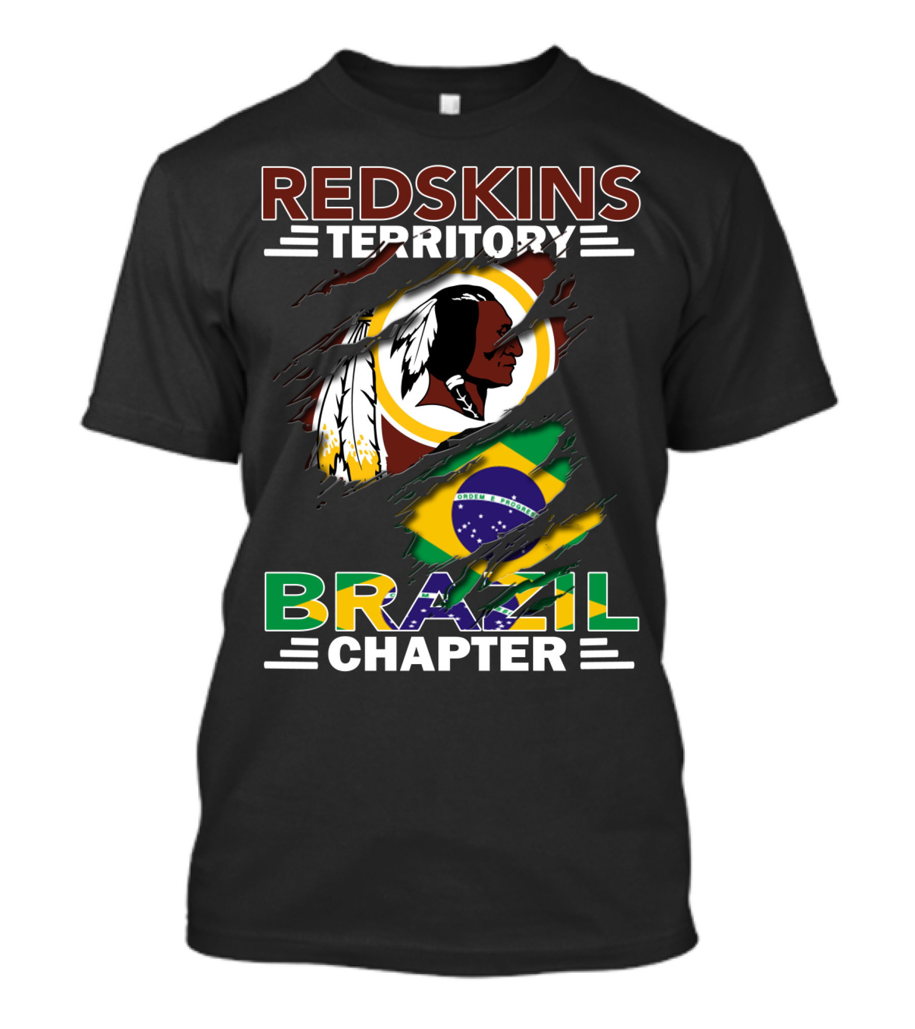Redskins Territory Brazil Chapter Nfl Team Logo And Brazil Flag T-Shirt
