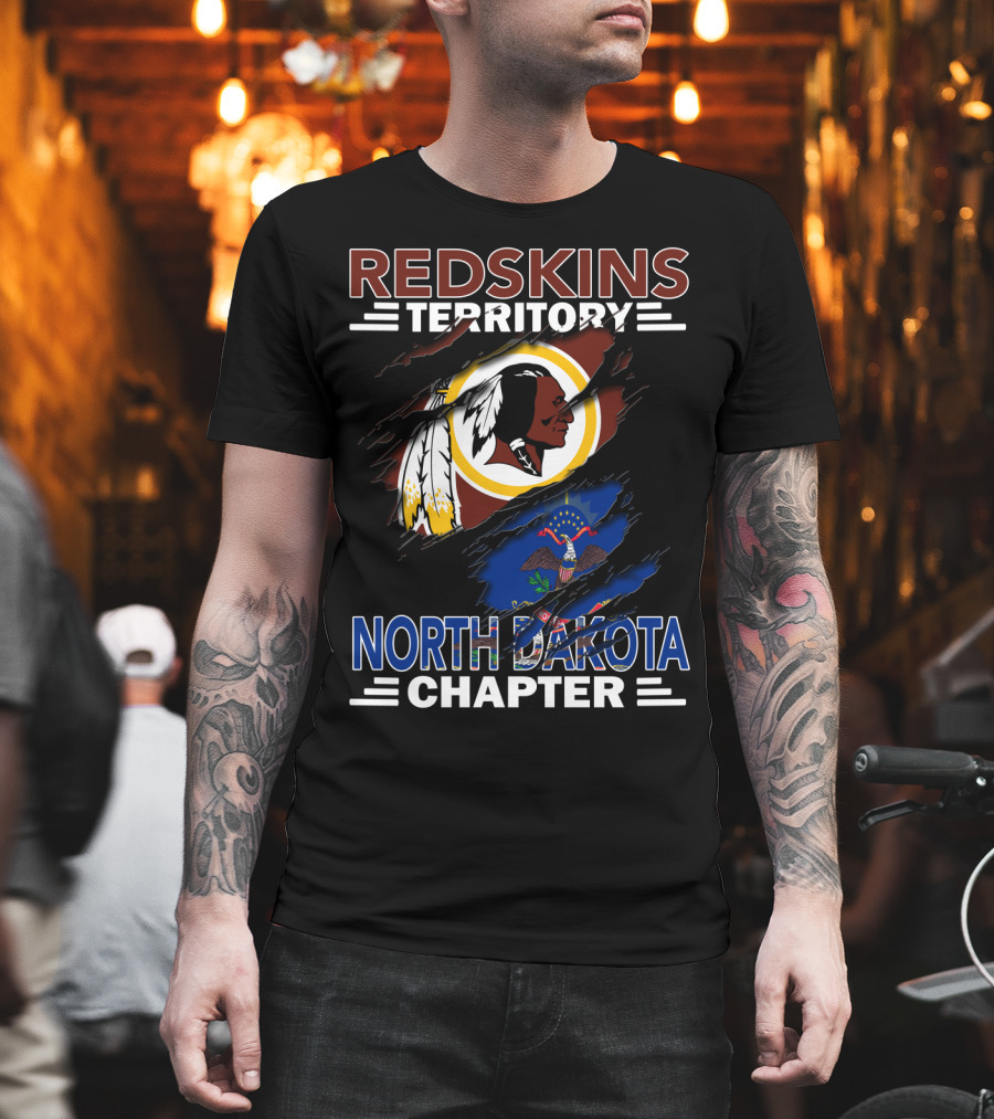 Redskins Territory North Dakota Chapter Washington Redskins Logo And North Dakota State Flag T-Shirt