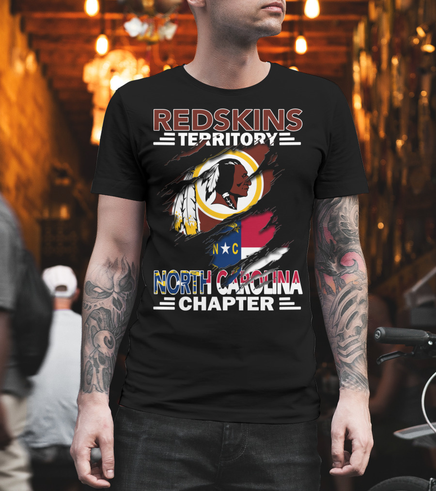 Redskins Territory North Carolina Chapter Redskins Logo With North Carolina Flag T-Shirt