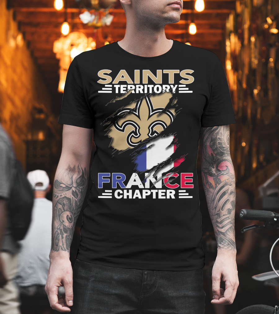 Saints Territory France Chapter Fleur-de-Lis and French Flag T-Shirt