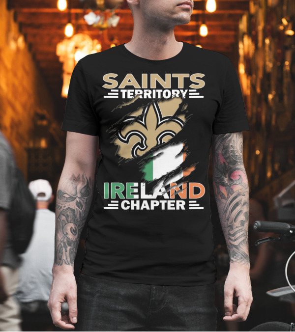 SAINTS TERRITORY IRELAND CHAPTER Fleur-de-Lis with Irish Flag T-Shirt SAINTS TERRITORY IRELAND CHAPTER Fleur-de-Lis with Irish Flag T-Shirt