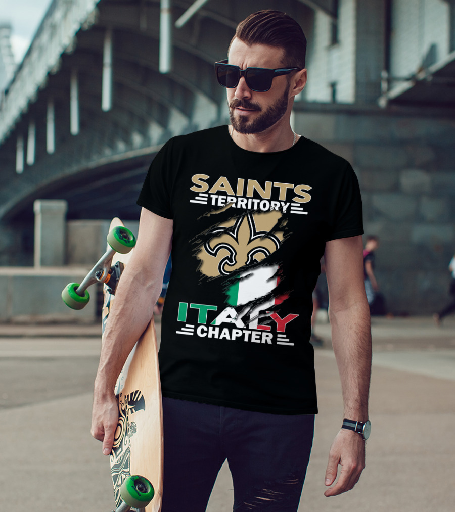 Saints Territory Italy Chapter Fleur-de-Lis With Italian Flag T-Shirt