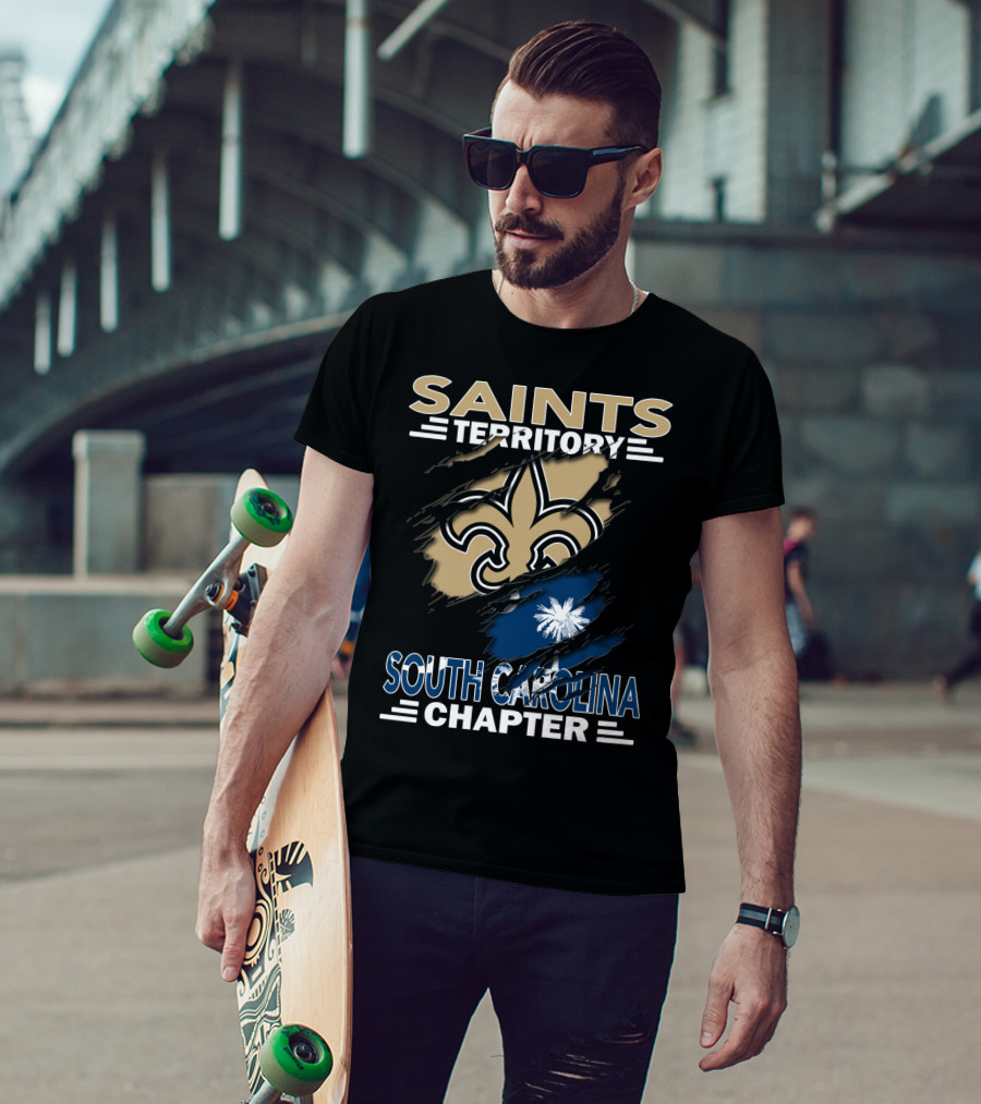 Saints Territory South Carolina Chapter Fleur-de-lis And Palmetto Flag T-Shirt