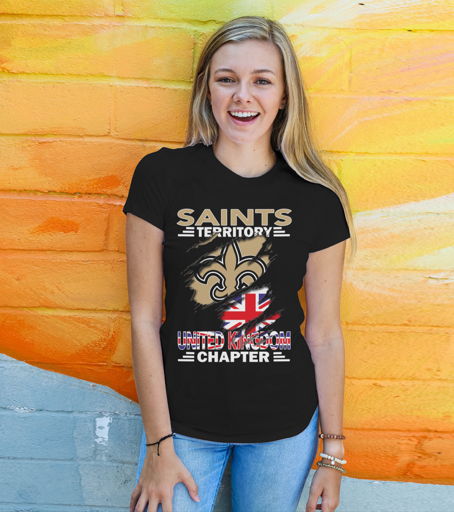 Saints Territory United Kingdom Chapter Fleur-de-lis And Union Jack T-Shirt