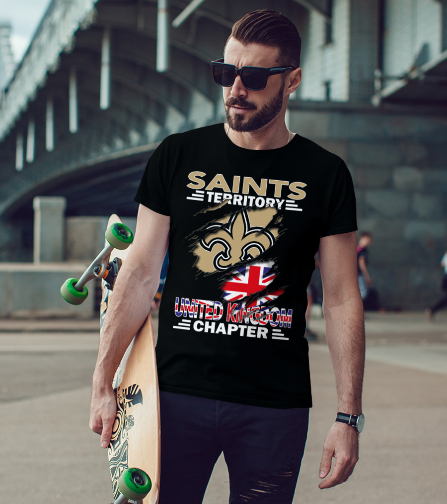 Saints Territory United Kingdom Chapter Fleur-de-lis And Union Jack T-Shirt