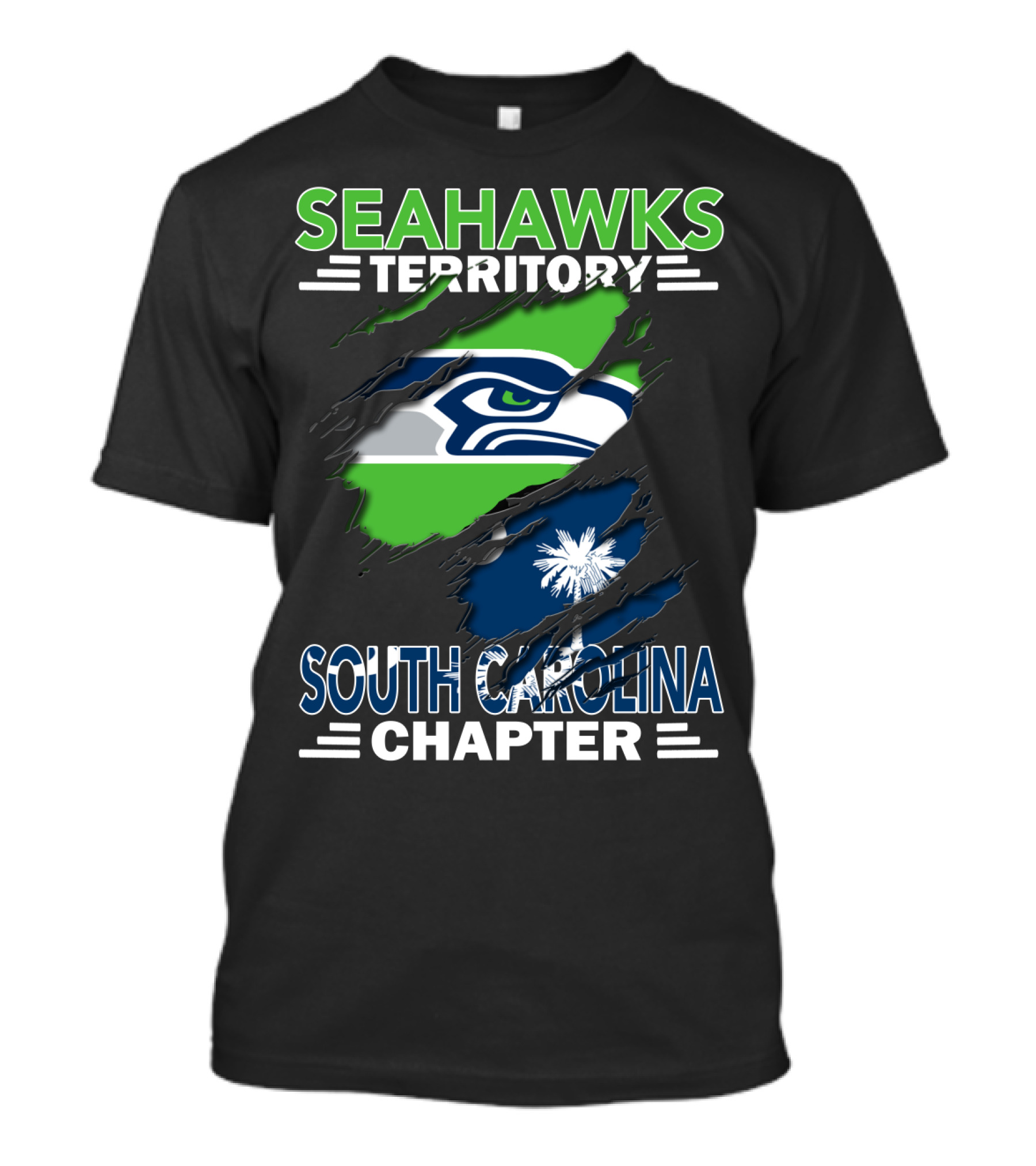 Seahawks Territory South Carolina Chapter Flag Ripped T-Shirt