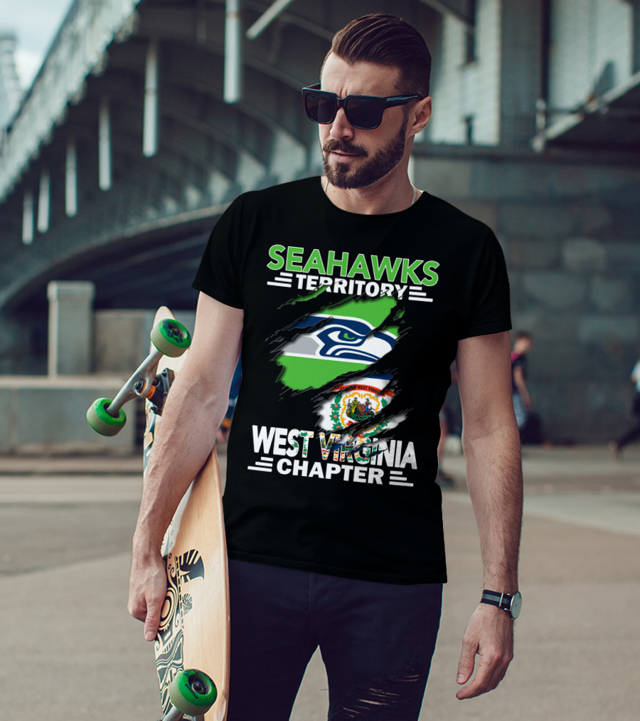 Seahawks Territory West Virginia Chapter With Seahawks Logo And West Virginia State Flag Elements T-Shirt