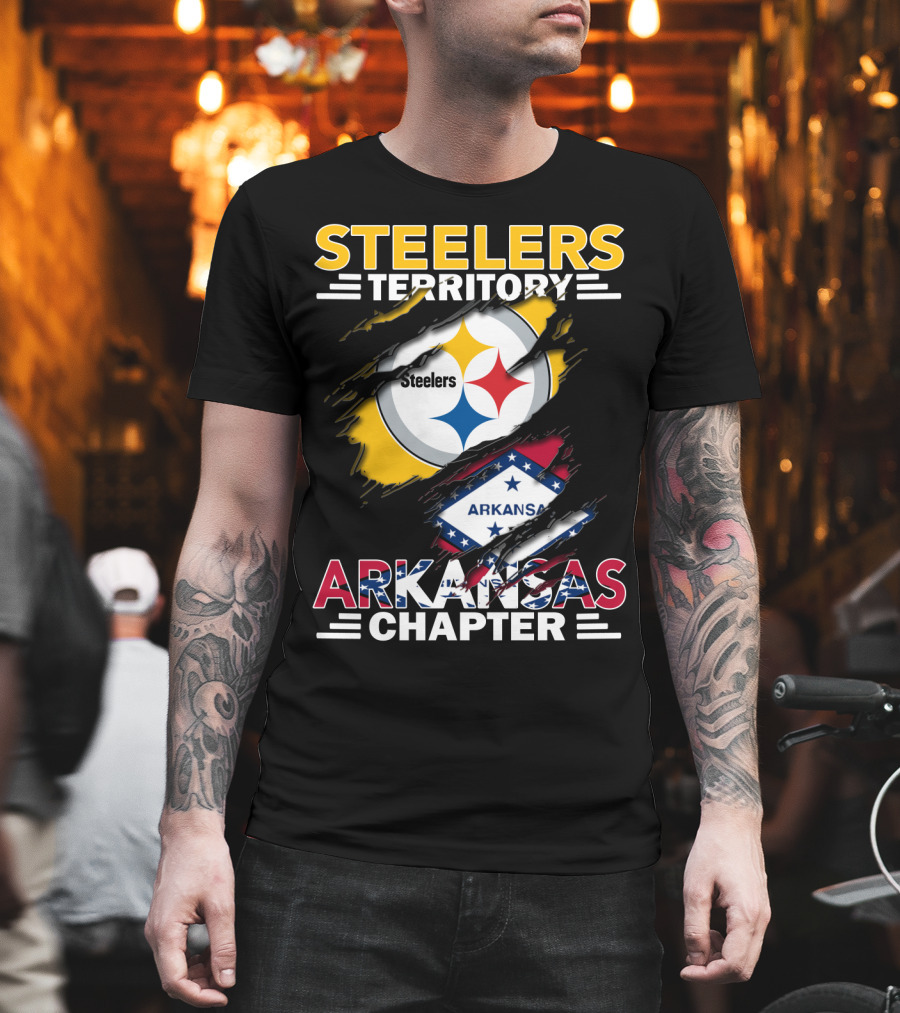 Steelers Territory Arkansas Chapter Steelers Logo Arkansas Flag T-Shirt