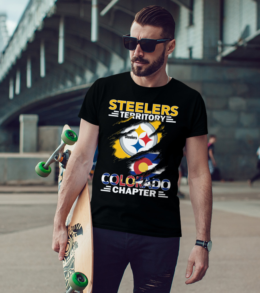 Steelers Territory Colorado Chapter Steelers Logo Colorado Flag T-Shirt