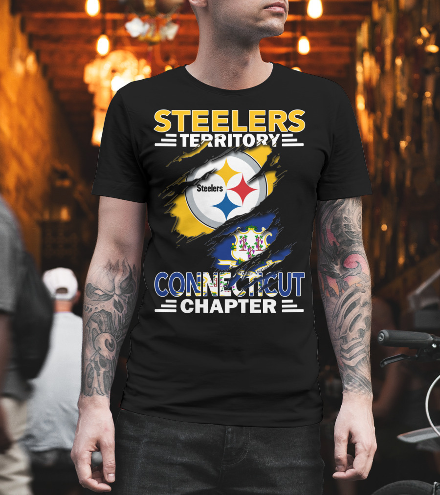 Steelers Territory Connecticut Chapter Steelers Logo Connecticut Flag T-Shirt