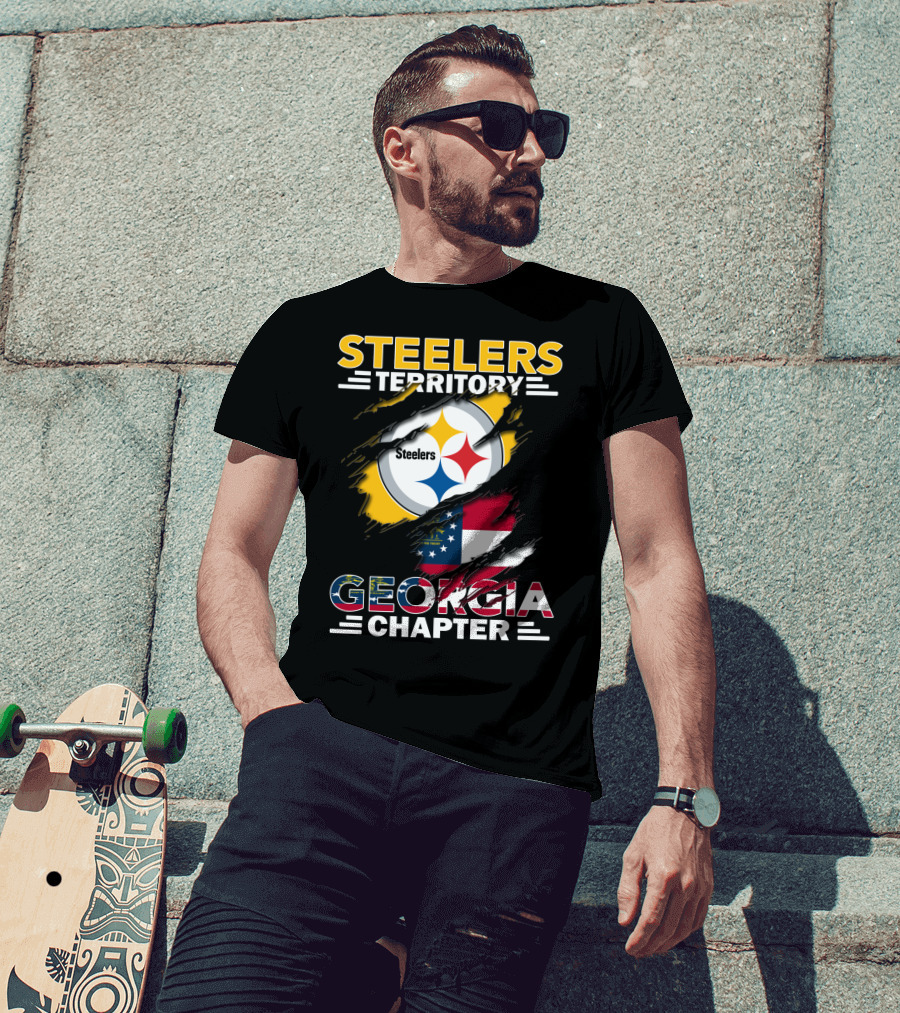Steelers Territory Georgia Chapter American Flag T-Shirt