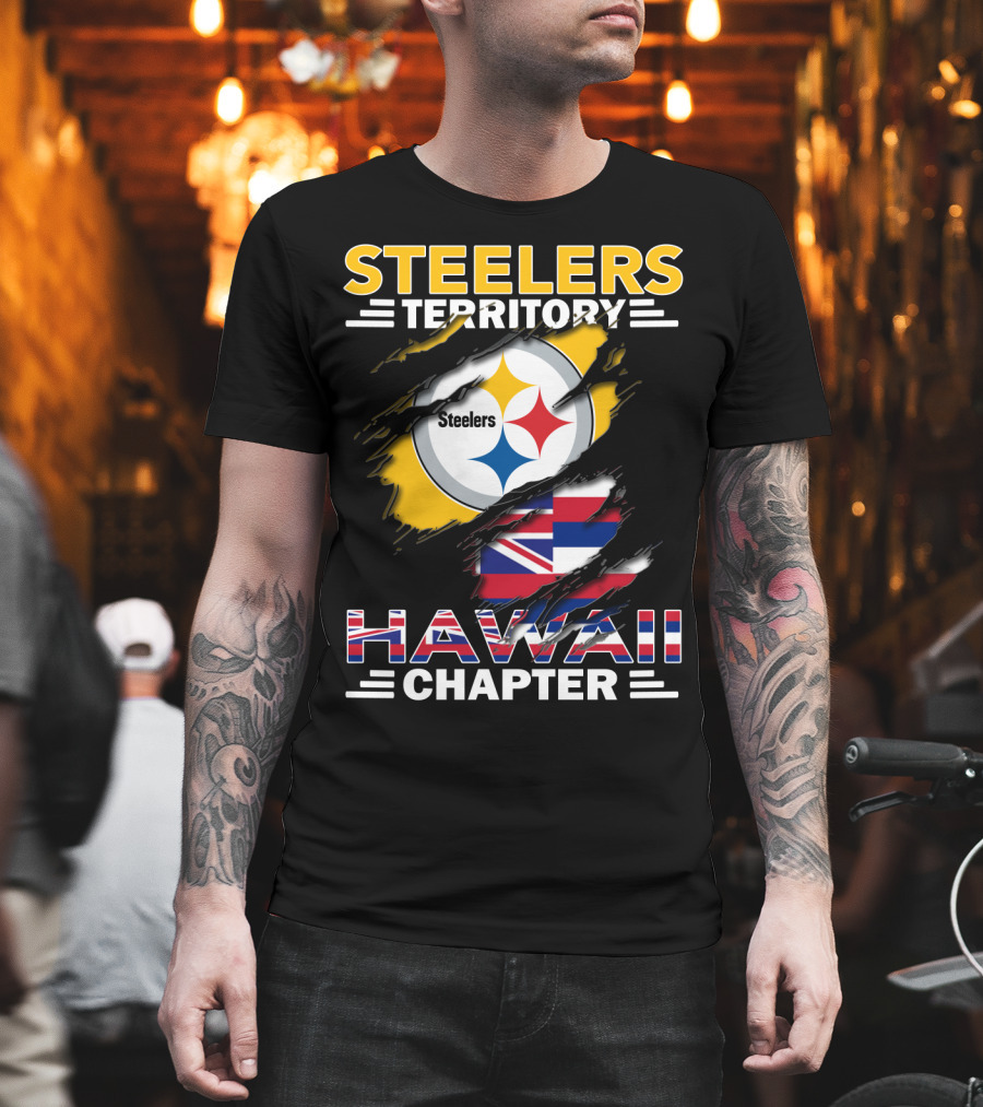 Steelers Territory Hawaii Chapter Steelers Logo and Hawaii Flag T-Shirt