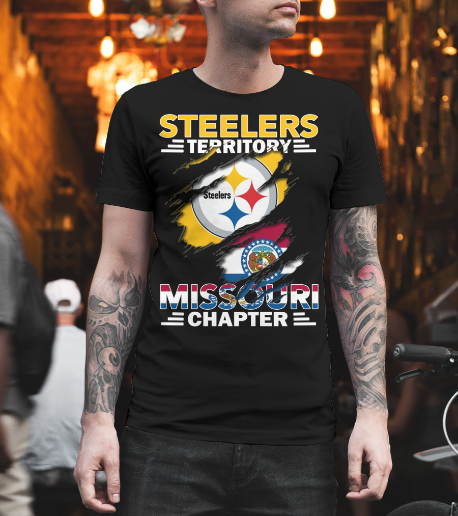 Steelers Territory Missouri Chapter Emblem With State Flag T-Shirt