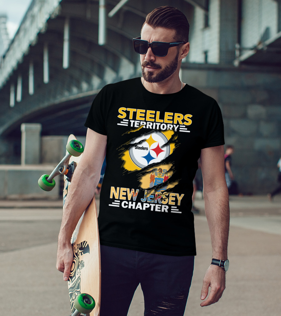 Steelers Territory New Jersey Chapter Steelers Logo New Jersey Flag T-Shirt