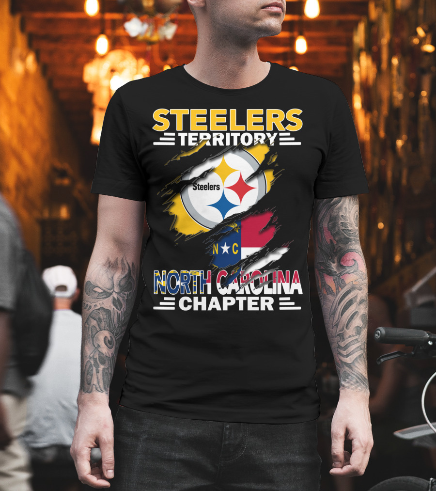 Steelers Territory North Carolina Chapter Steelers Logo And North Carolina Flag T-Shirt