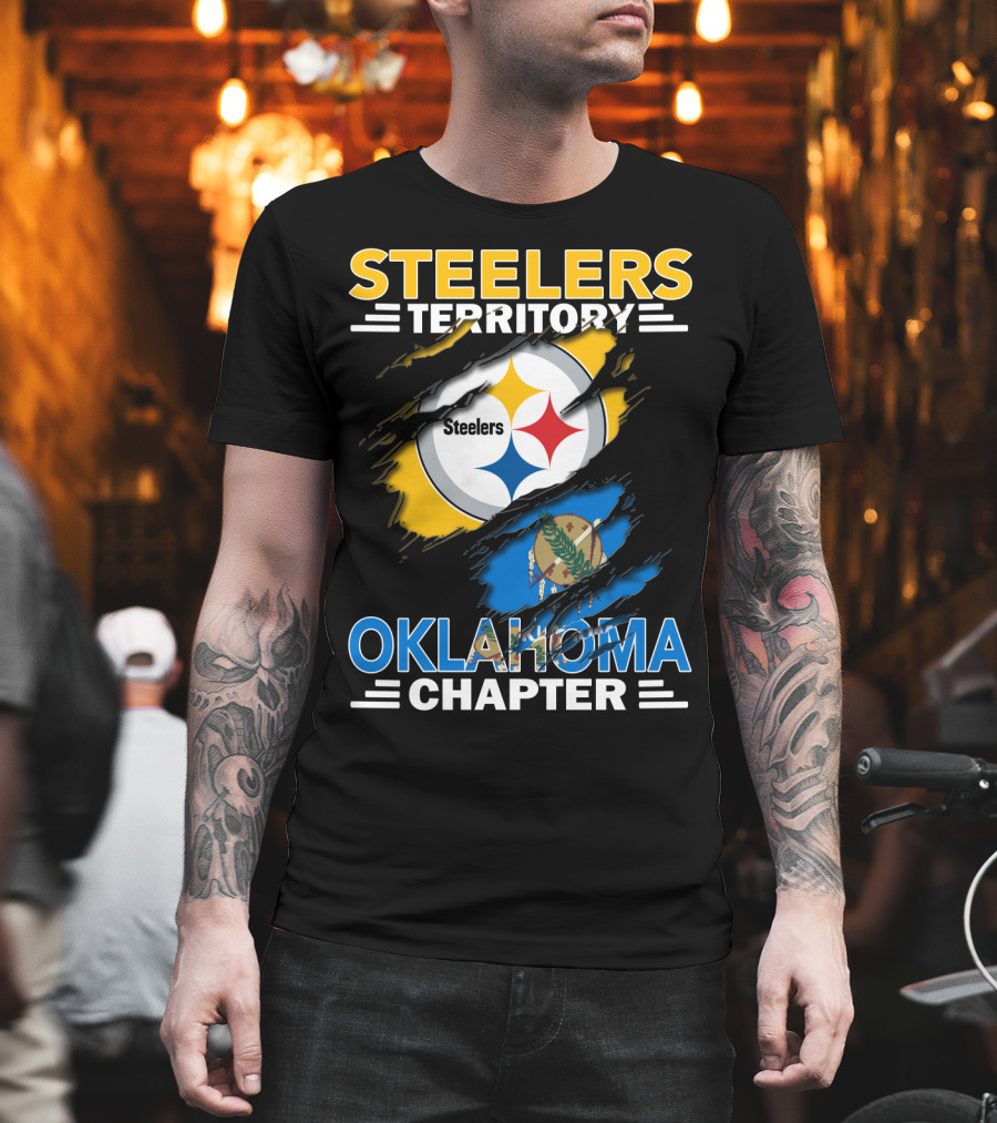 Steelers Territory Oklahoma Chapter Logo with State Flag T-Shirt