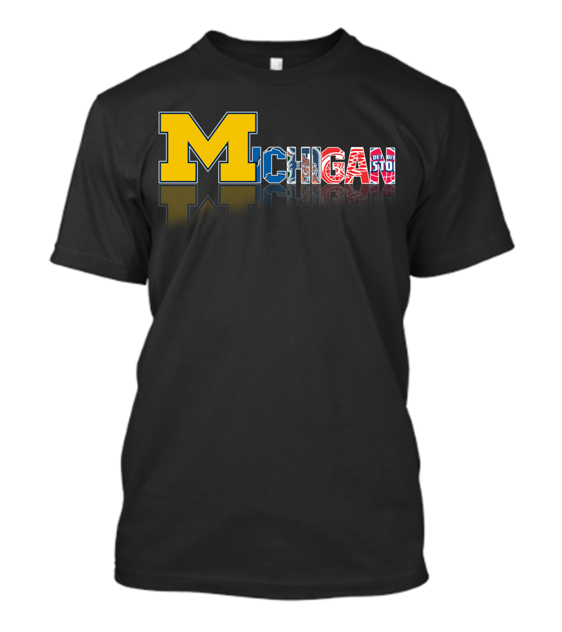 Michigan Wolverines Detroit Pistons Red Wings Lions Tigers T-Shirt