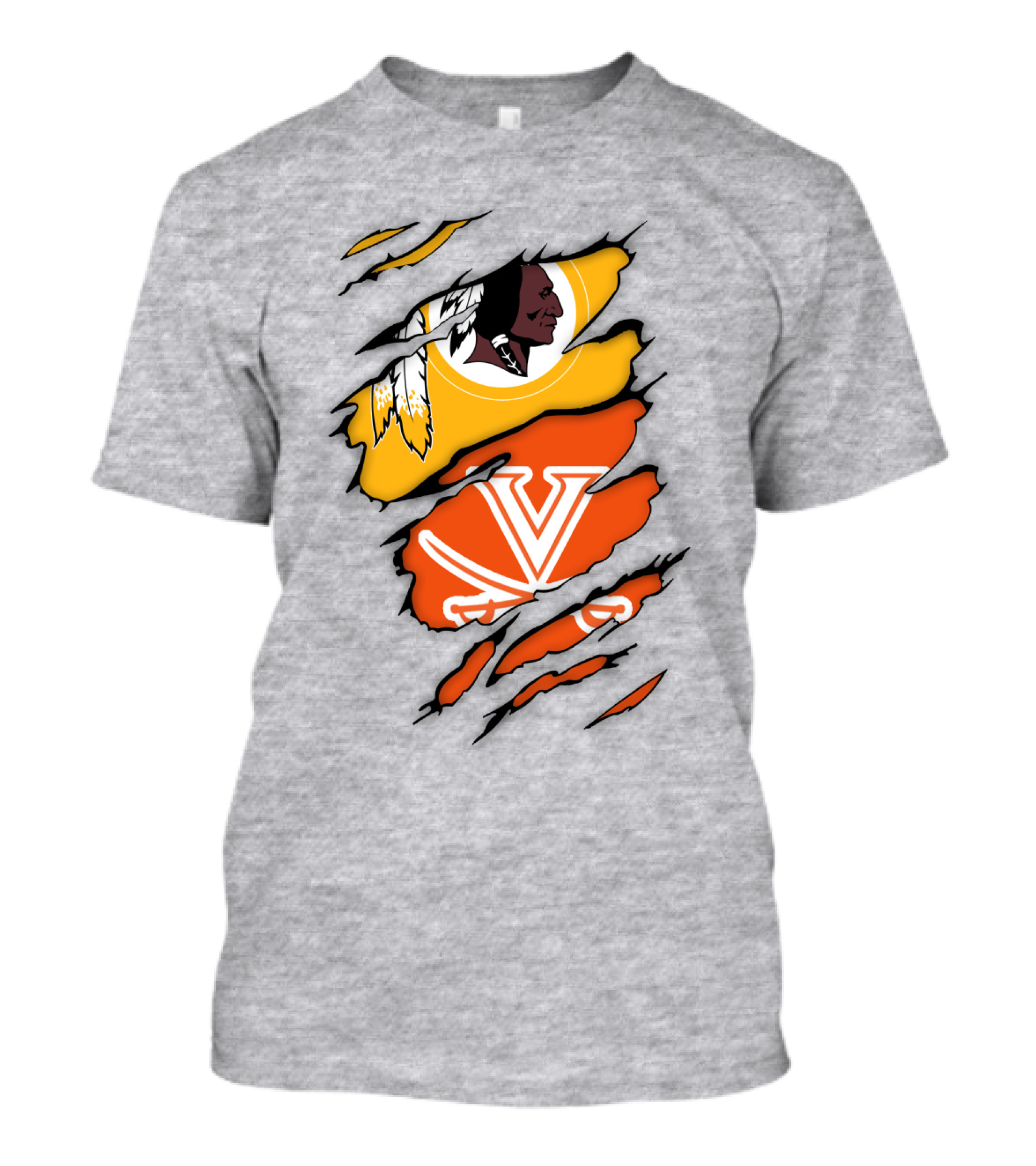 Virginia Cavaliers And Washington Redskins Torn T-Shirt