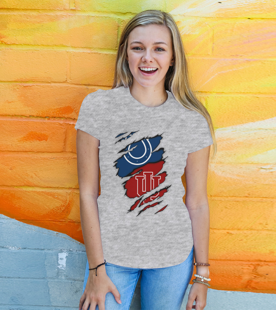 Indiana Indianapolis Colts Iu Hoosiers Logo Fusion T-Shirt