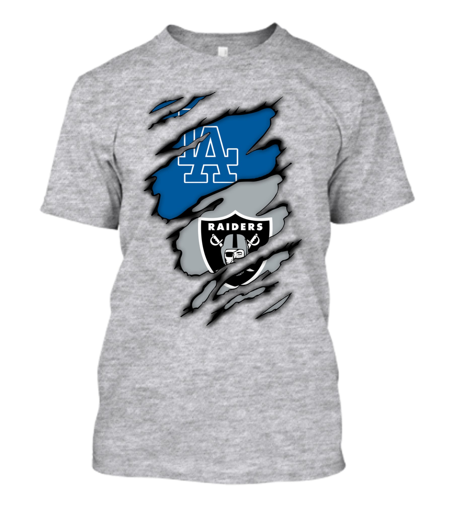 Los Angeles Dodgers Raiders Logo Mashup T-Shirt