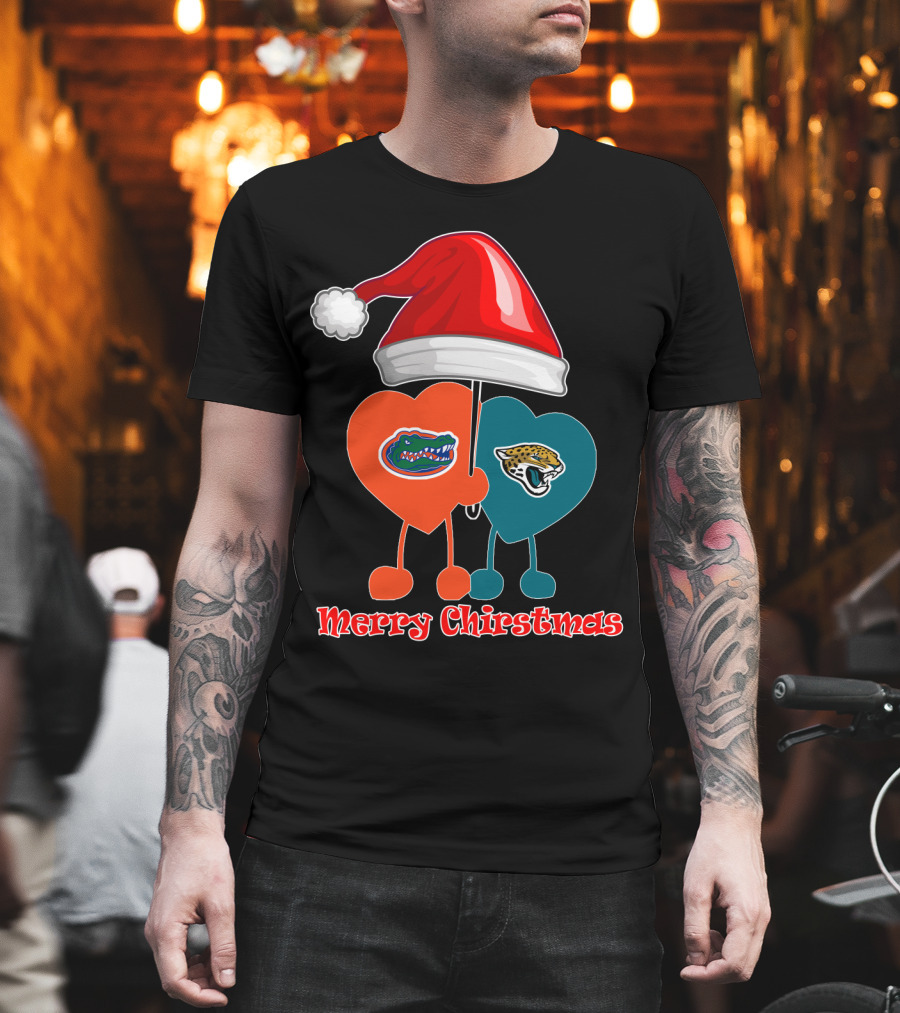 Florida Gators Jacksonville Jaguars Merry Christmas Santa Hat T-Shirt
