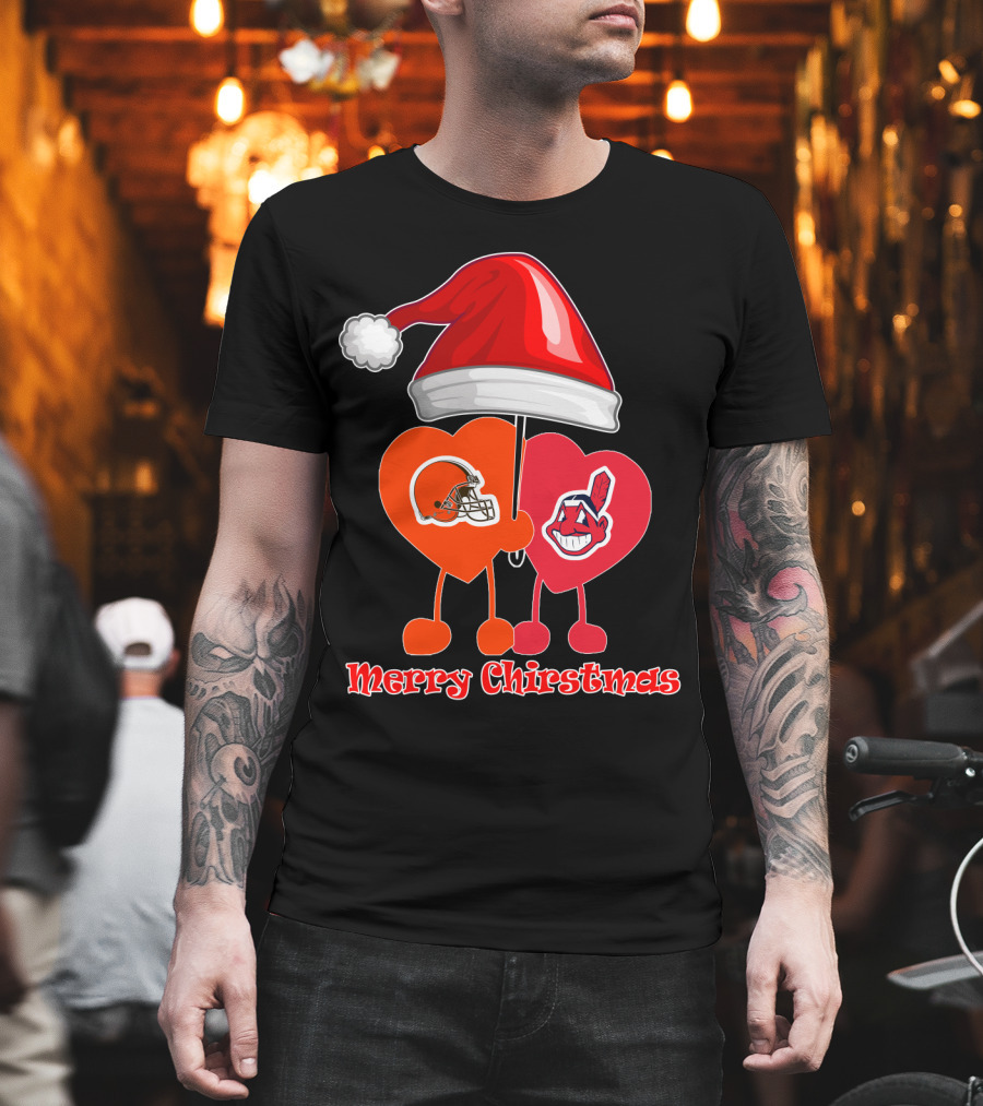 Cleveland Browns Cleveland Indians Merry Christmas T-Shirt