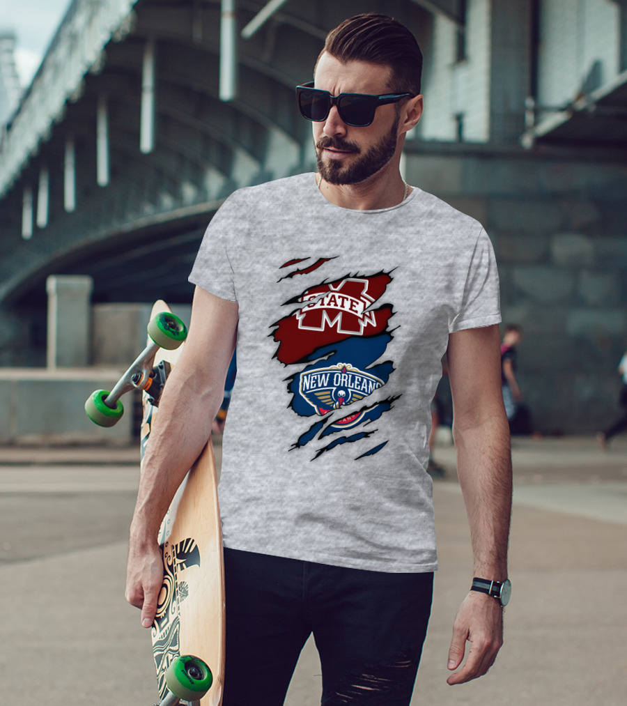New Orleans Pelicans MS State Logo Crossover T-Shirt