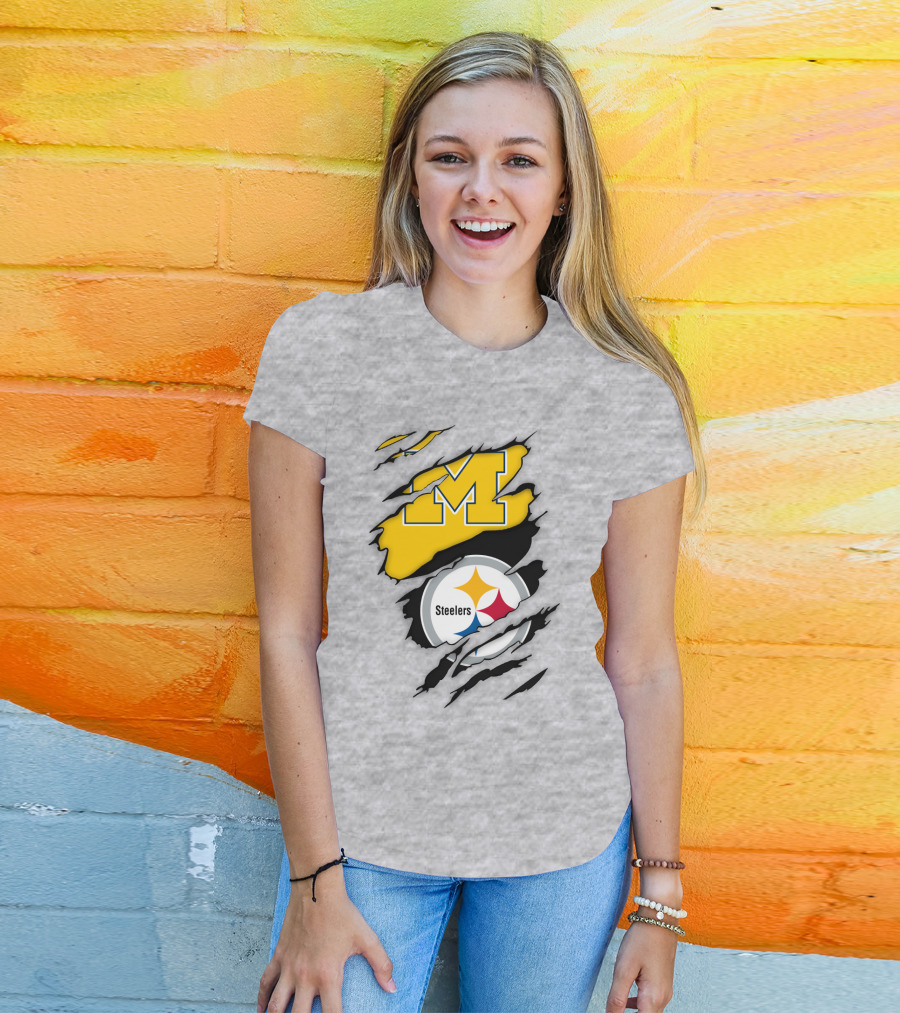 Pittsburgh Steelers Michigan Wolverines Collaboration T-Shirt