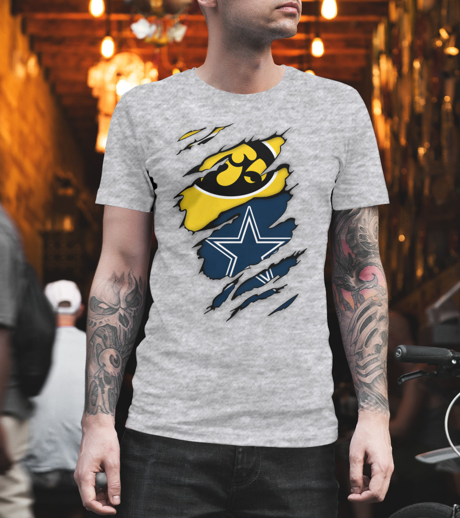 Dallas Cowboys Iowa Hawkeyes Fan Claw Marks T-Shirt