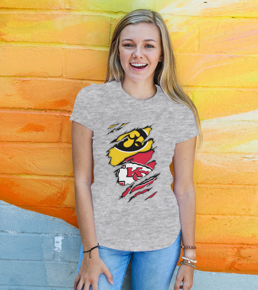 Iowa Hawkeyes Kansas City Chiefs Torn Claw Marks T-Shirt